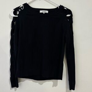 MILLY Braided Sleeves Silk Cotton Sweater Size P